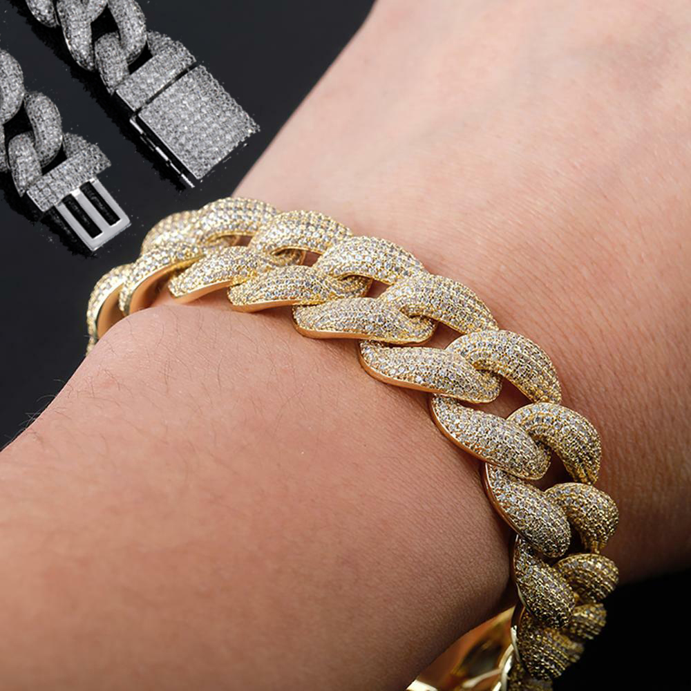 12-20mm Iced Out Cuban Link Chain Bracelet Prong Set Cubic Zirconia 18K Gold Plated Anime Shiny Diamond Pulsera Chains Hip Hop Punk Bijoux Mens Jewelry Gifts for Men
12-20mm Iced Out Cuban Link Chain Bracelet Prong Set Cubic Zirconia 18K Gold Plated Anime Shiny Diamond Pulsera Chains Hip Hop Punk Bijoux Mens Jewelry Gifts for Men