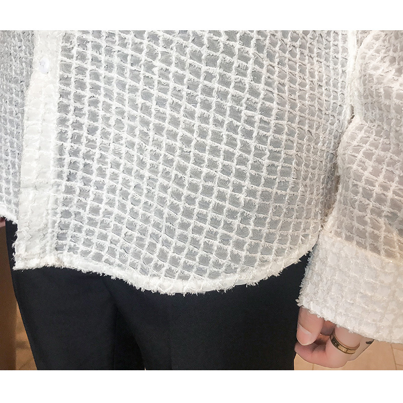 Vintage Fashion Black White Dress Shirt Man Men's Hollow Mesh Lace Long Sleeve Loose Casual s Male Streetwear 220322