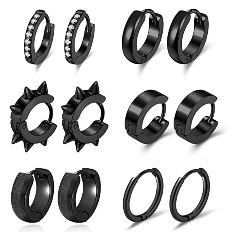 Hoop & Huggie Pairs Small Earrings Black For Men Women Stainless Steel Punk Rock Earring Classic FashionHoop
Hoop & Huggie Pairs Small Earrings Black For Men Women Stainless Steel Punk Rock Earring Classic FashionHoop