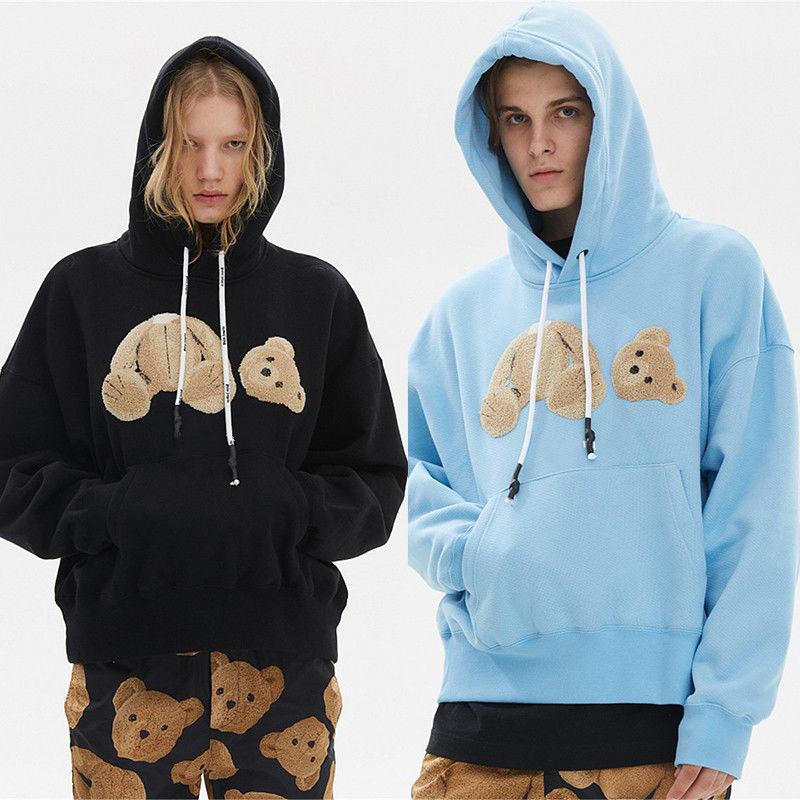 Top Hoodie Broken Bear Sweatshirt Pink Blue Purple Clothe Trendy Terry Explosion Teddy Bear Sweater With Letters Men and Women 9 Styles