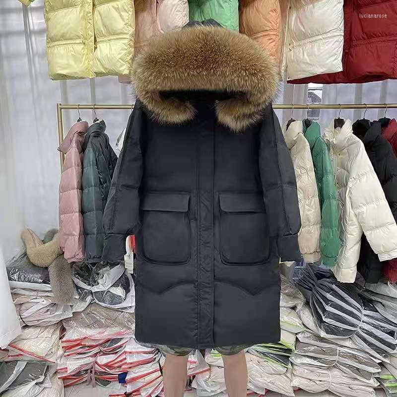 Women's Down & Parkas FTLZZ Winter Women Thick Warm Long Jacket Fashion Loose Raccoon Fur Hooded 90% White Duck Coat Solid Color Outwear Luc, Black brown fur
Women's Down & Parkas FTLZZ Winter Women Thick Warm Long Jacket Fashion Loose Raccoon Fur Hooded 90% White Duck Coat Solid Color Outwear Luc, Black brown fur