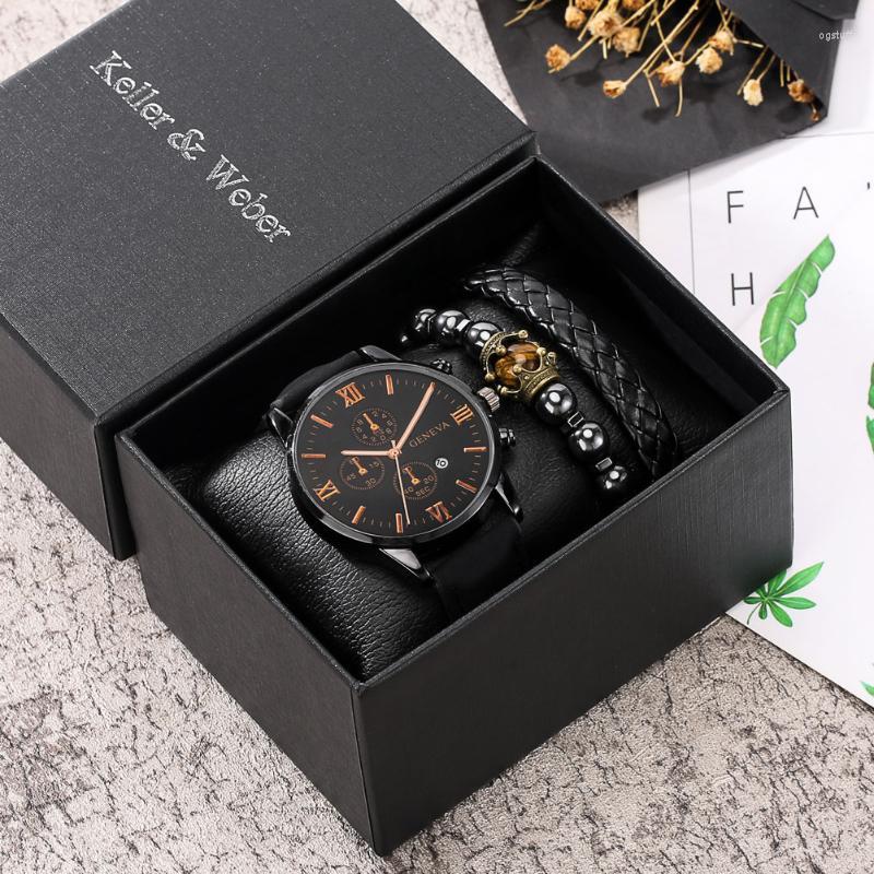 Wristwatches Watch Gift Set Cool Black Quartz Digital Dial Clock Retro Bead Leather Strap Bracelet Birthday Gifts For Father DadWristwatches, Watch gift set f
Wristwatches Watch Gift Set Cool Black Quartz Digital Dial Clock Retro Bead Leather Strap Bracelet Birthday Gifts For Father DadWristwatches, Watch gift set f