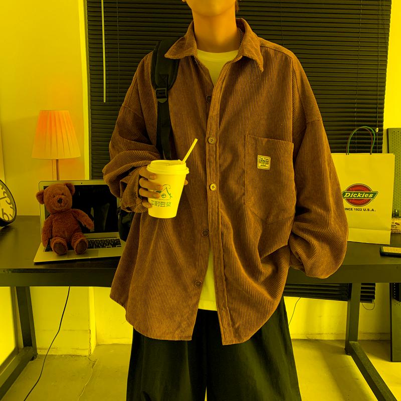Men' Casual Shirts Corduroy Long Sleeve Autumn Korean Shirt Woman Fashion Oversize Printed Clothing Streetwear 3XL 2022Men, Army green 
Men' Casual Shirts Corduroy Long Sleeve Autumn Korean Shirt Woman Fashion Oversize Printed Clothing Streetwear 3XL 2022Men, Army green