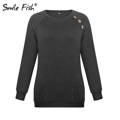 Basic T Shirt Day Winter Autumn Women s O Neck Top Casual Buttons Pocket Bottoming Tee GV579 220728