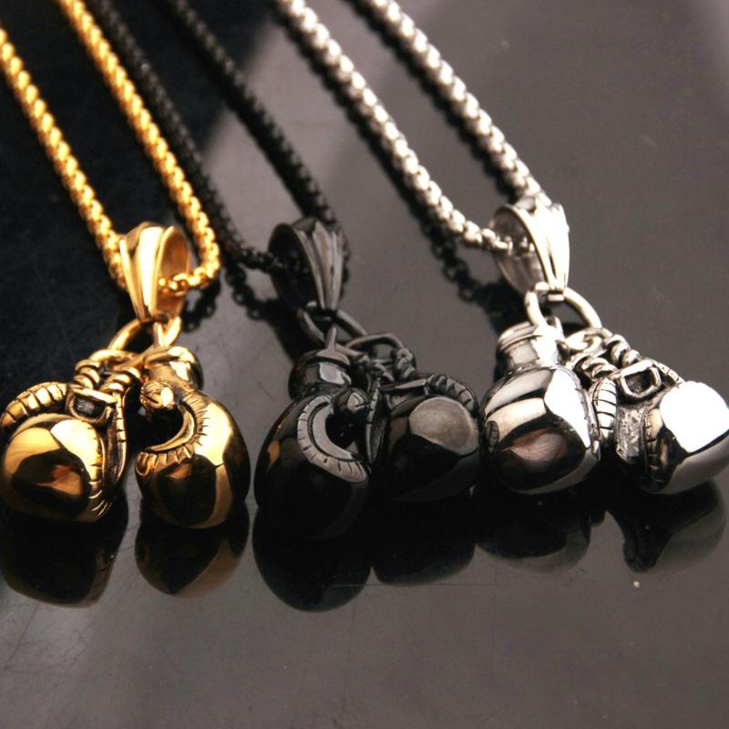 Pendant Necklaces 2pcs/set Mens Unisex Stainless Steel Silver Color/gold Black Boxing Gloves Necklace Sport Colar Jewelry Christmas Giftpend