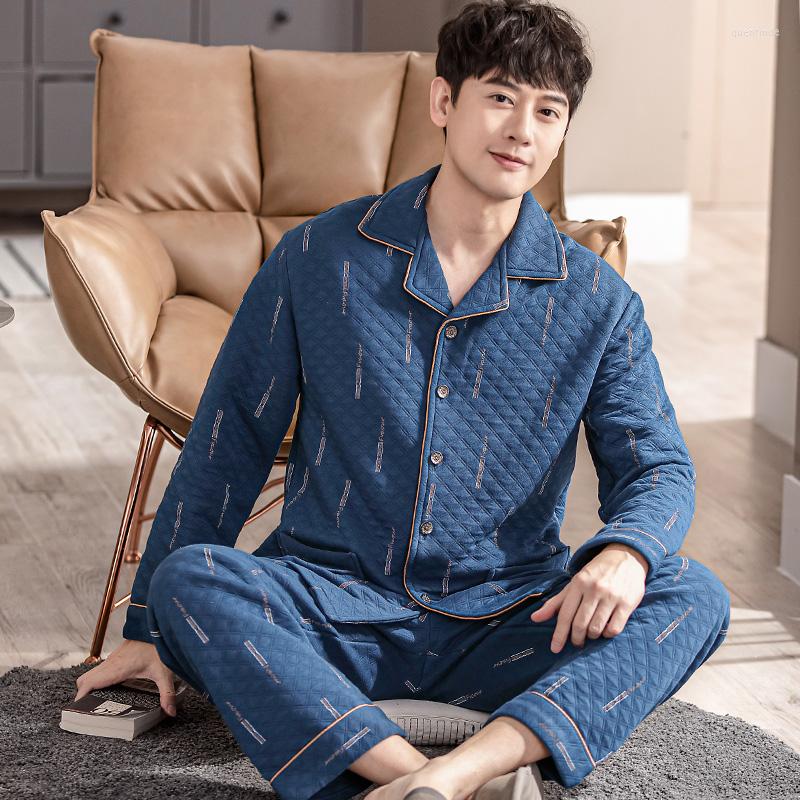Men's Sleepwear Winter Thick And Warm Men Air Cotton Pajamas Set Long Sleeve Turn-down Collar Cardigan 4XL Male HomewearMen's, Yg1017
Men's Sleepwear Winter Thick And Warm Men Air Cotton Pajamas Set Long Sleeve Turn-down Collar Cardigan 4XL Male HomewearMen's, Yg1017