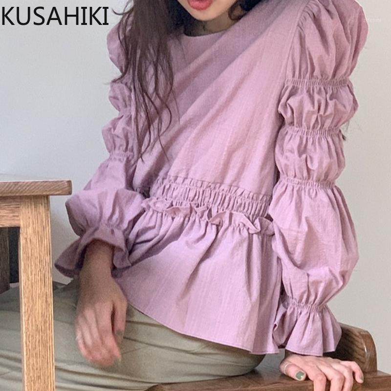 Women's Blouses & Shirts KUSAHIKI Korean Folds Lantern Sleeve Blouse Shirt Chic Ruffle Sweet Woman Tops 2022 Autumn Pullover Top Blusas Muje, Pink
Women's Blouses & Shirts KUSAHIKI Korean Folds Lantern Sleeve Blouse Shirt Chic Ruffle Sweet Woman Tops 2022 Autumn Pullover Top Blusas Muje, Pink