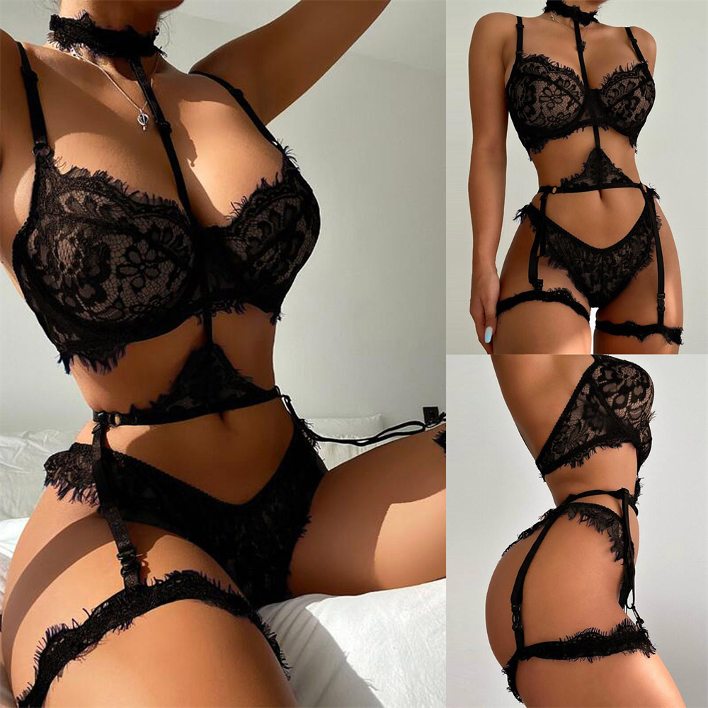 Sexy Black Lace Lingerie Set Women 2 Pieces Babydoll Underwear Set Waist Garters Push Up Bra Brief Thong Panty Suit With Choker, Red
Sexy Black Lace Lingerie Set Women 2 Pieces Babydoll Underwear Set Waist Garters Push Up Bra Brief Thong Panty Suit With Choker, Red