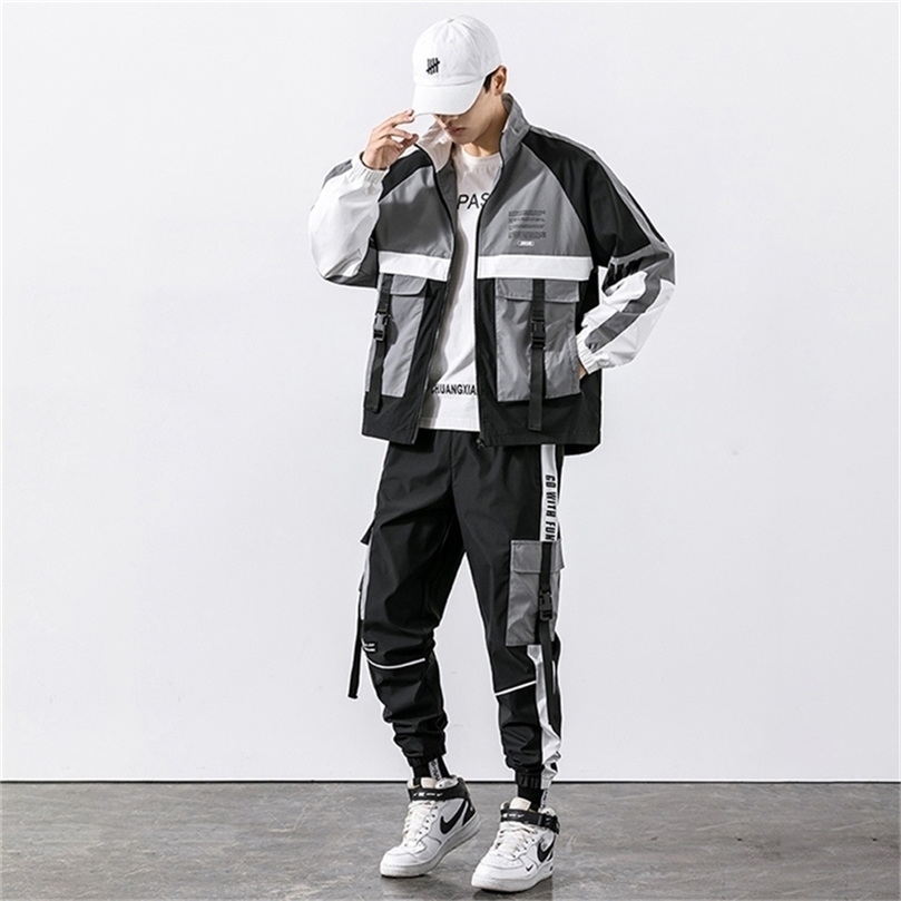 Men Sets Hip Hop trousersjacket Suits Fashion High Street Tees Summer Streetwear Joggers Trousers Set Fashion men's sportswear 201210