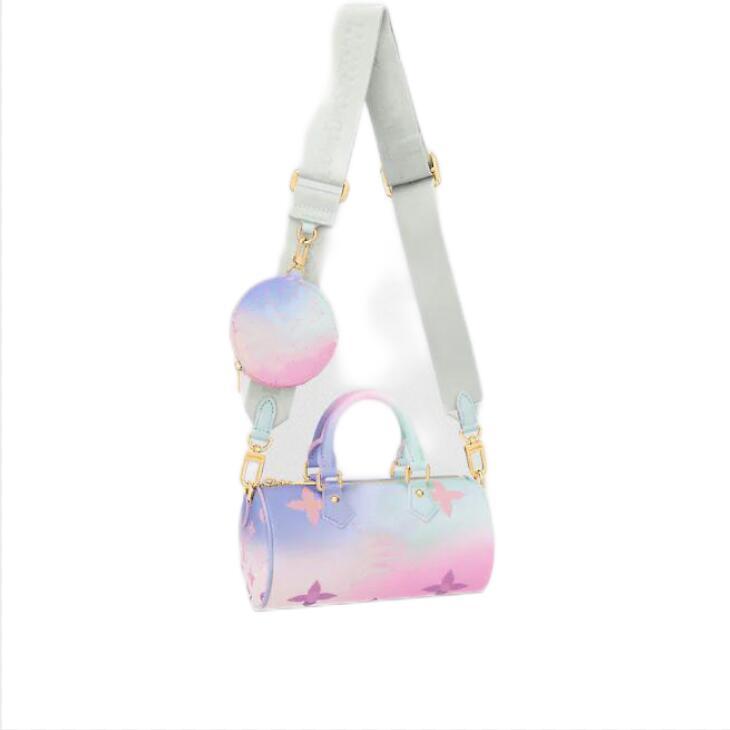 Designer Papillon BB Cross Body Bag By The Pool gradient print Bags Cowhide Leather Tote Removable Round Coin Purse Jacquard Strap Two Classic Top, Pink
Designer Papillon BB Cross Body Bag By The Pool gradient print Bags Cowhide Leather Tote Removable Round Coin Purse Jacquard Strap Two Classic Top, Pink