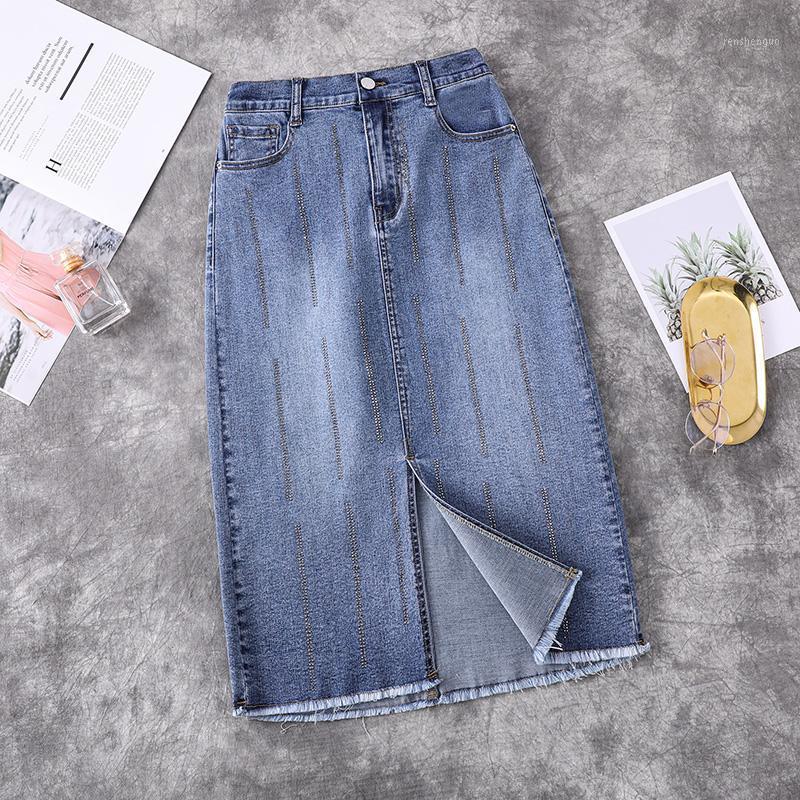 Skirts Plus Size Knee-length Denim Womens Summer 2022 Loose Elastic High Waist Slim A-line Skirt Vintage Jeans, Blue 
Skirts Plus Size Knee-length Denim Womens Summer 2022 Loose Elastic High Waist Slim A-line Skirt Vintage Jeans, Blue