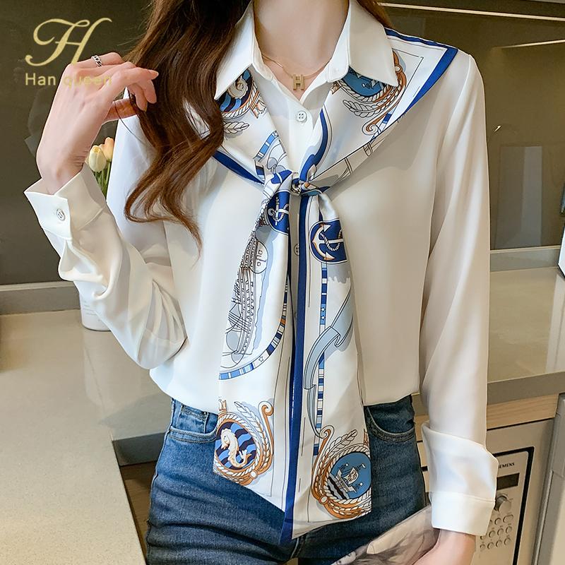 Women' Blouses & Shirts H Han Queen Autumn Simple Print Lace-Up Office Lady Blouse Female Shirt Casual Tops Long Sleeve Korean Style Loose, White
Women' Blouses & Shirts H Han Queen Autumn Simple Print Lace-Up Office Lady Blouse Female Shirt Casual Tops Long Sleeve Korean Style Loose, White