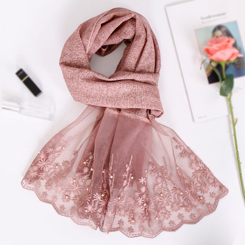 Headband Maxi ScarvesScarves Hijab Scarves Stretchy go Shawls Muslim Cotton Beads Bandhnu Scarf Lace Islamic Wraps scarf designers