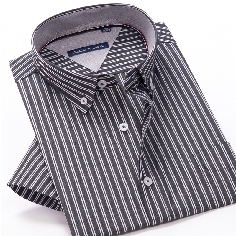 Summer Men's Classic Plaid Short Sleeve Shirt High Quality 100% Cotton Lightweight and Comfortable Youth Fashion 220322