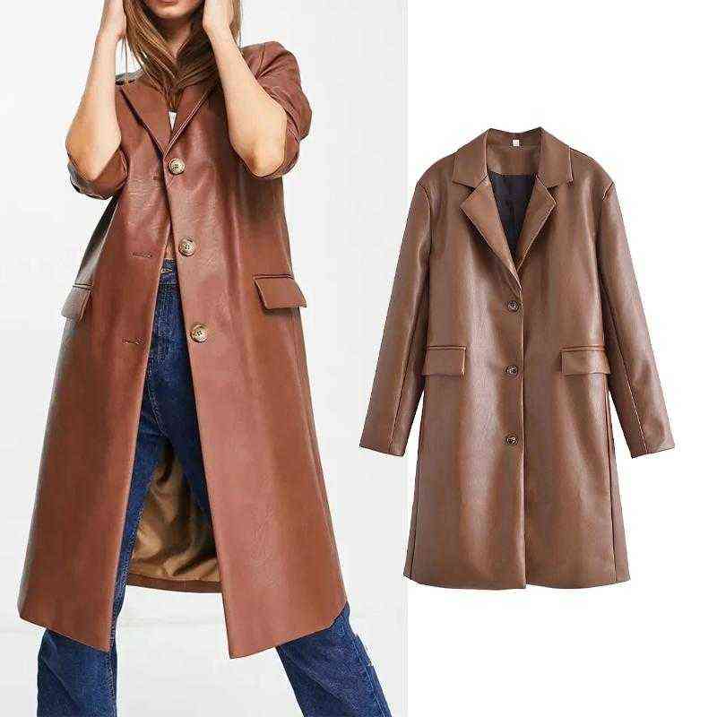 Women's Trench Coats Women 2021 Autumn Fashion Imitation Leather Coat Vintage Long Sleeve Streetwear Female Outerwear Chic Overcoat T220811, A451
Women's Trench Coats Women 2021 Autumn Fashion Imitation Leather Coat Vintage Long Sleeve Streetwear Female Outerwear Chic Overcoat T220811, A451