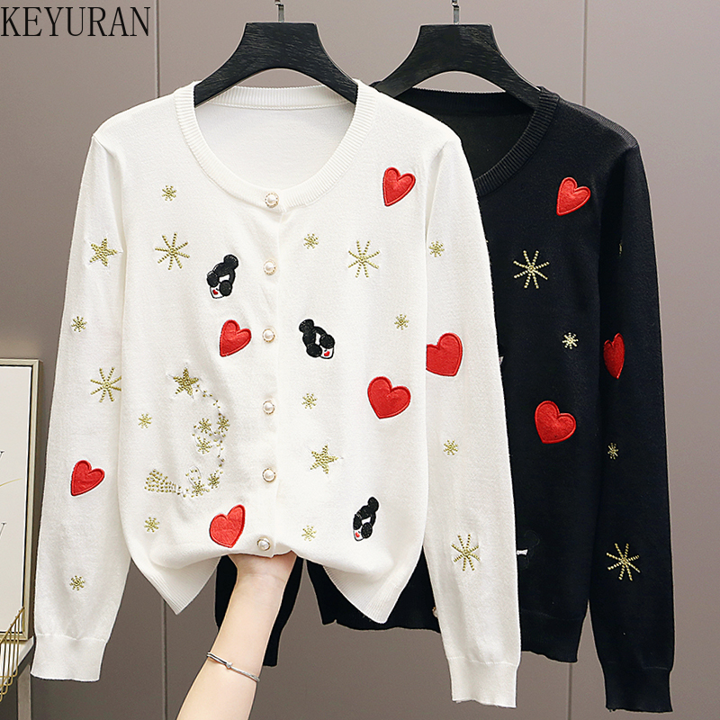 Embroidery Sweater Women Knitted Cardigan 2022 Spring Autumn New Long Sleeve V-Neck Single-breasted Button Knitwear Tops Coat, White
Embroidery Sweater Women Knitted Cardigan 2022 Spring Autumn New Long Sleeve V-Neck Single-breasted Button Knitwear Tops Coat, White