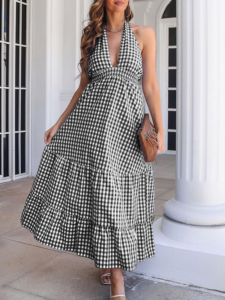 Casual Dresses Summer Pleated Long A-Line Dress Refreshing Sleeveless Backless Maxi Beach Elegant Women Halter Retro Plaid PrintedCasual, 02 blue
Casual Dresses Summer Pleated Long A-Line Dress Refreshing Sleeveless Backless Maxi Beach Elegant Women Halter Retro Plaid PrintedCasual, 02 blue