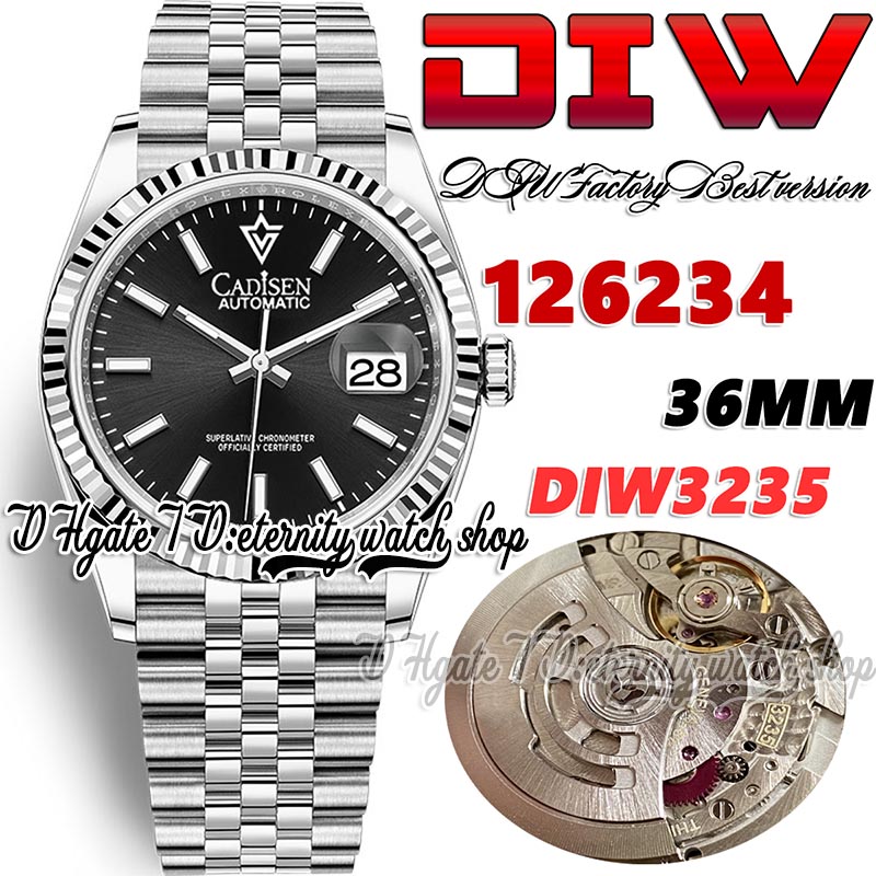 DIWF diw126234 SA3235 Automatic Mens Watch 36MM Fluted Bezel Black Dial Stick Markers 904L Jubileesteel Bracelet With Same Serial Warranty Card eternity Watches, Watch waterproof cost
DIWF diw126234 SA3235 Automatic Mens Watch 36MM Fluted Bezel Black Dial Stick Markers 904L Jubileesteel Bracelet With Same Serial Warranty Card eternity Watches, Watch waterproof cost