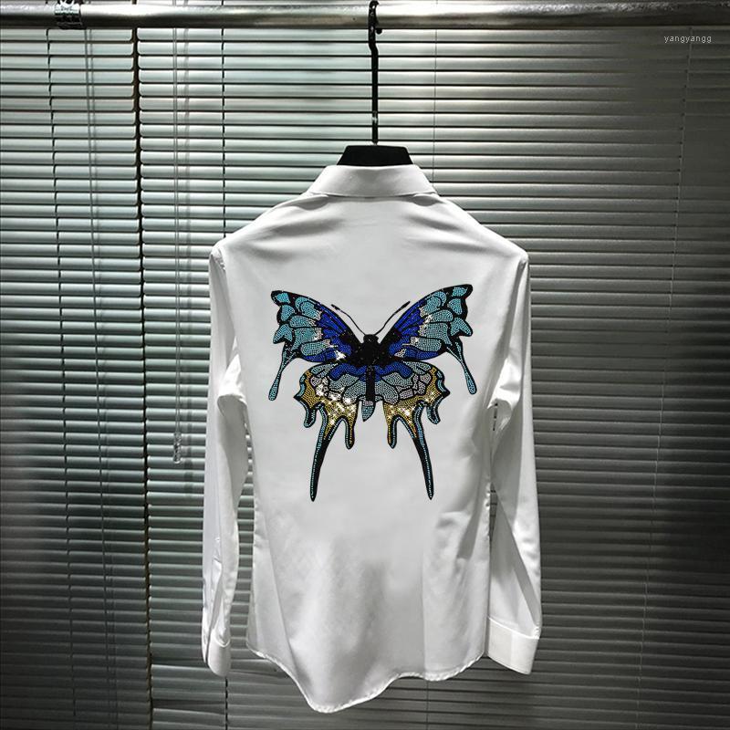 Classic Casual Men's Shirt Exaggerated Fashion Personality Big Butterfly Diamond Hip Hop Rock Stage Long Sleeve Shirts, As shown asian size
Classic Casual Men's Shirt Exaggerated Fashion Personality Big Butterfly Diamond Hip Hop Rock Stage Long Sleeve Shirts, As shown asian size