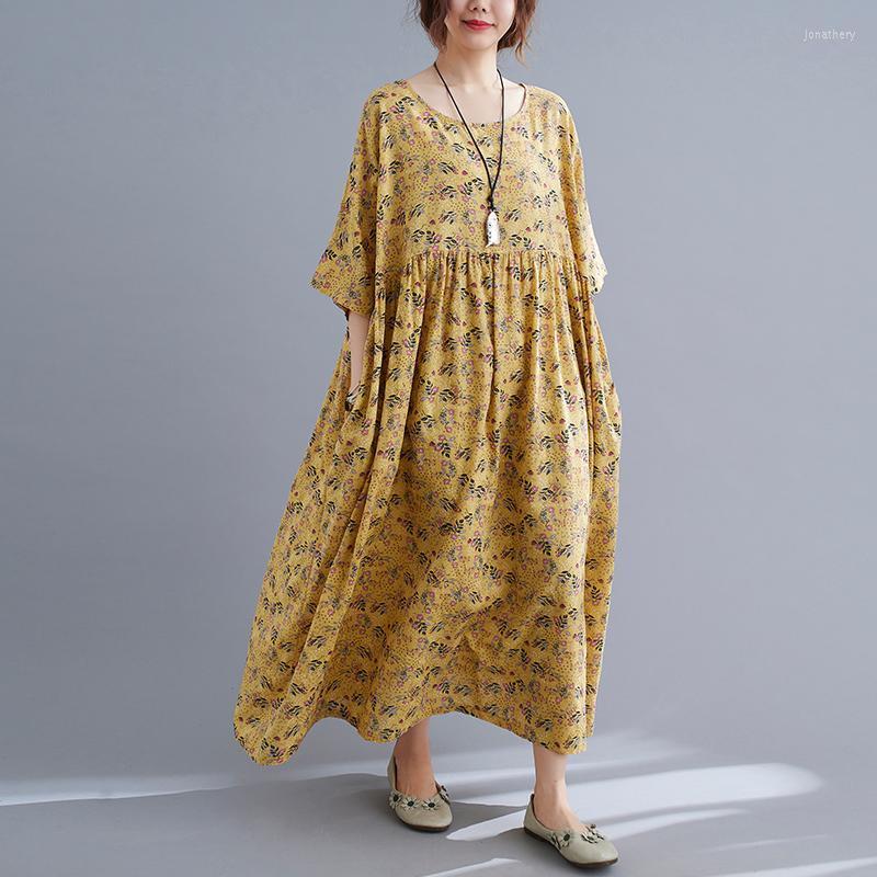 Plus Size Dresses BIG Summer Women Fashion Elegant Flower Print Tops Ladies Female Large Long Casual Loose Ruffles Drapped Cotton Dress Jona, Yellow
Plus Size Dresses BIG Summer Women Fashion Elegant Flower Print Tops Ladies Female Large Long Casual Loose Ruffles Drapped Cotton Dress Jona, Yellow