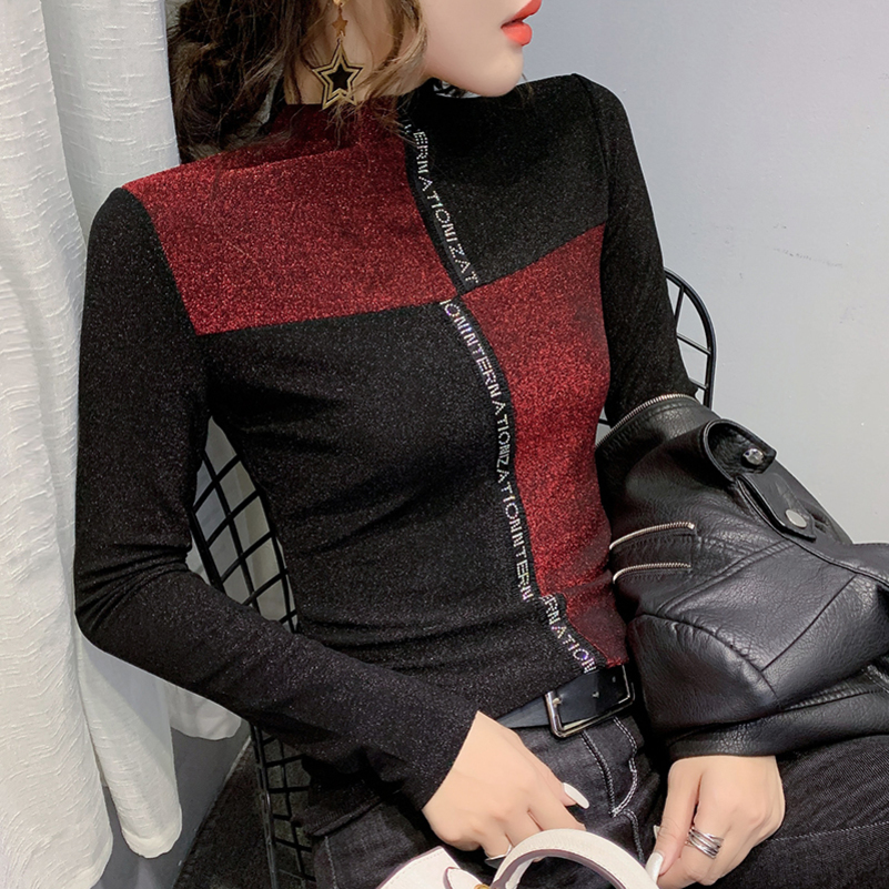 European Clothes Patchwork Shiny Tshirt Women Autumn Winter Color Blocking Tops Ropa Mujer Bottoming Shirt Tees T9N807 Y200412, Red tshirt
European Clothes Patchwork Shiny Tshirt Women Autumn Winter Color Blocking Tops Ropa Mujer Bottoming Shirt Tees T9N807 Y200412, Red tshirt