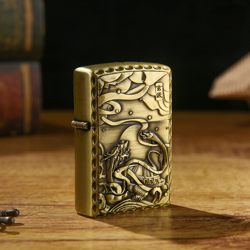 Retro Kerosene Lighter Creative Relief Four Great Beasts Lighters Blue Dragon White Tiger Zhuque Xuanwu Torch W260202