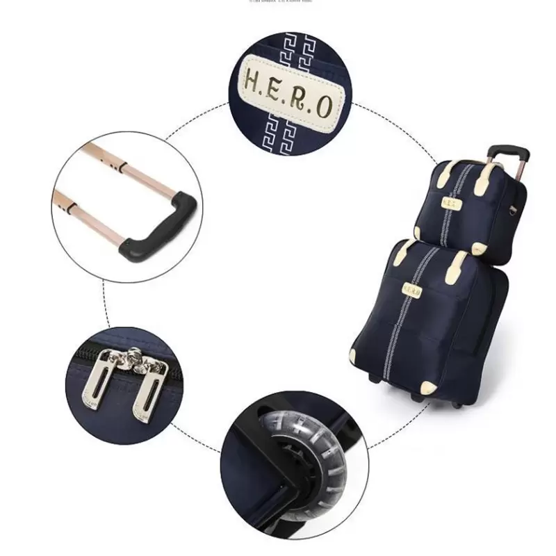 Irisbobs Fashion Women Trolley Suitcase with Hand Tie Rod Suit Casual Rolling Case Travel Bag Wheels Luggage
