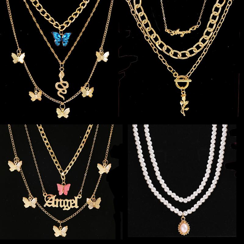 Chains Vintage Butterfly Multilayer Necklaces For Women Gold Chain Necklace Set Metal Choker Sets Fashion Silver Trendy JewelryChains
Chains Vintage Butterfly Multilayer Necklaces For Women Gold Chain Necklace Set Metal Choker Sets Fashion Silver Trendy JewelryChains
