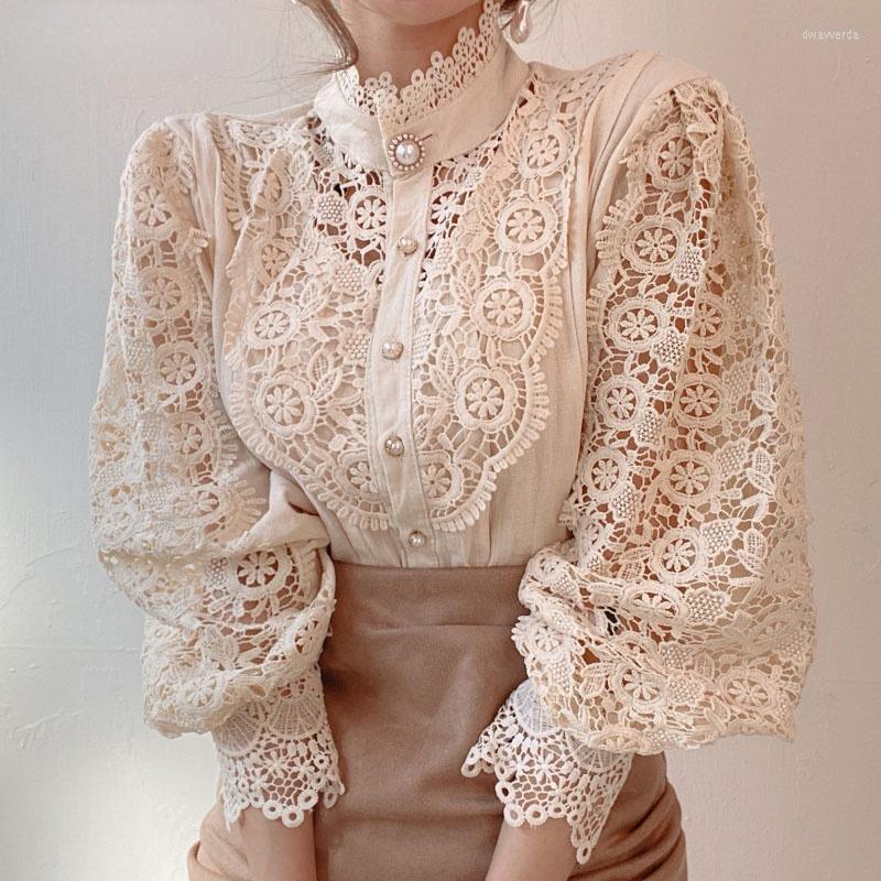 Women' Blouses & Shirts Sexy Hollow Out Lace Women Blouse Shirt 2022 Fashion Stand Collar Flower Solid Patchwork Elegant Casual Long-sleeve, White
Women' Blouses & Shirts Sexy Hollow Out Lace Women Blouse Shirt 2022 Fashion Stand Collar Flower Solid Patchwork Elegant Casual Long-sleeve, White