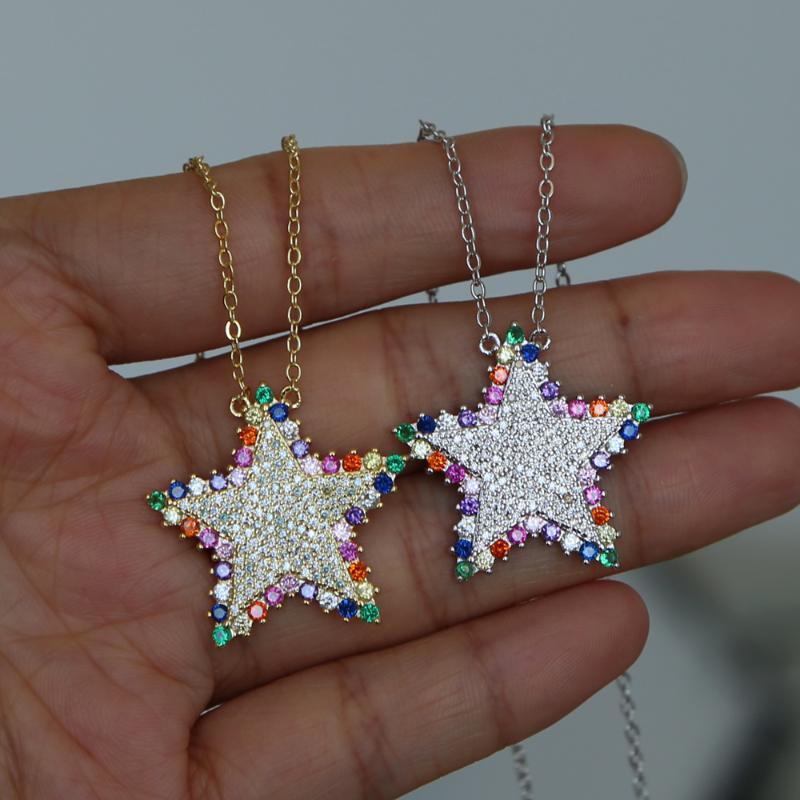 Chains Style Gold Color Sparking Rainbow Cz Star Pendant Necklace For Women Lady Colorful Trendy Fashion Wedding JewelryChains
Chains Style Gold Color Sparking Rainbow Cz Star Pendant Necklace For Women Lady Colorful Trendy Fashion Wedding JewelryChains