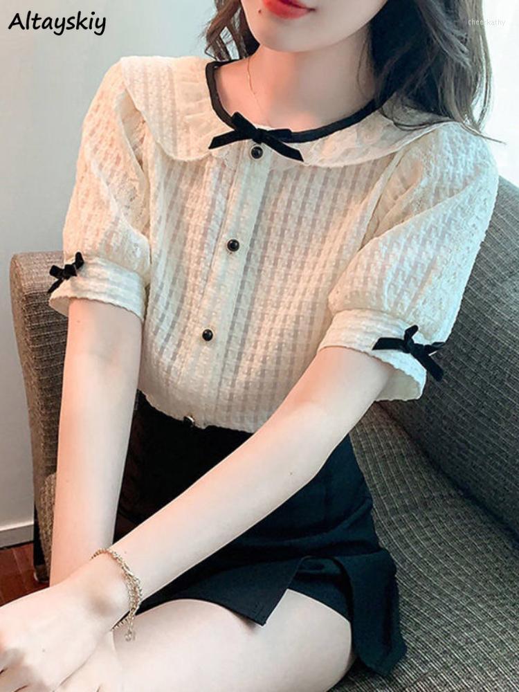 Women' Blouses & Shirts Women Bows Short Sleeve Thin Summer Tops Tender Arrival Vintage Prevelent Sweet Lovely Ladies Korean Style Casual I, As shown
Women' Blouses & Shirts Women Bows Short Sleeve Thin Summer Tops Tender Arrival Vintage Prevelent Sweet Lovely Ladies Korean Style Casual I, As shown