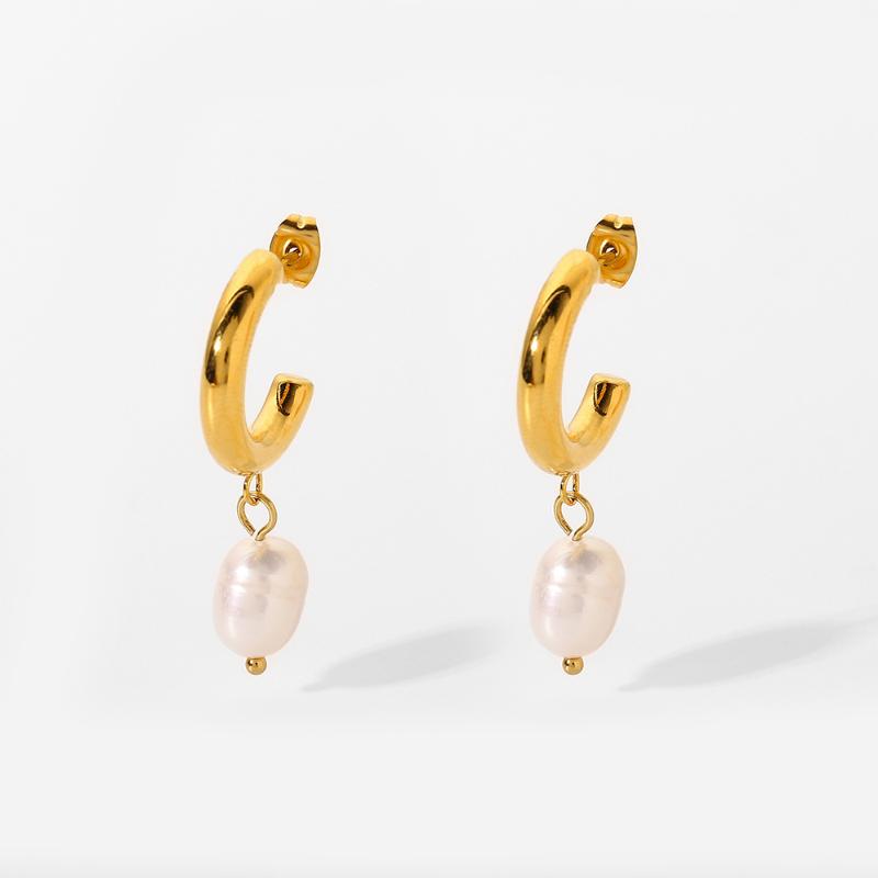 Hoop & Huggie 18K Gold Plated Stainless Steel C Shaped Earrings Jewelry Freshwater Pearl Shape Drop For WomenHoop
Hoop & Huggie 18K Gold Plated Stainless Steel C Shaped Earrings Jewelry Freshwater Pearl Shape Drop For WomenHoop