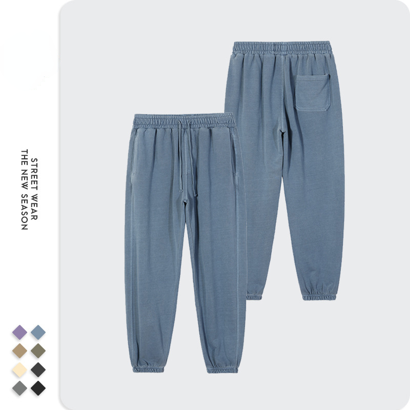 Autumn Street Men's 380g Batik Hooded Sweater Retro Fashion Harajuku Solid Color Cotton Couple Women Sweatpants Suit 220816wtt