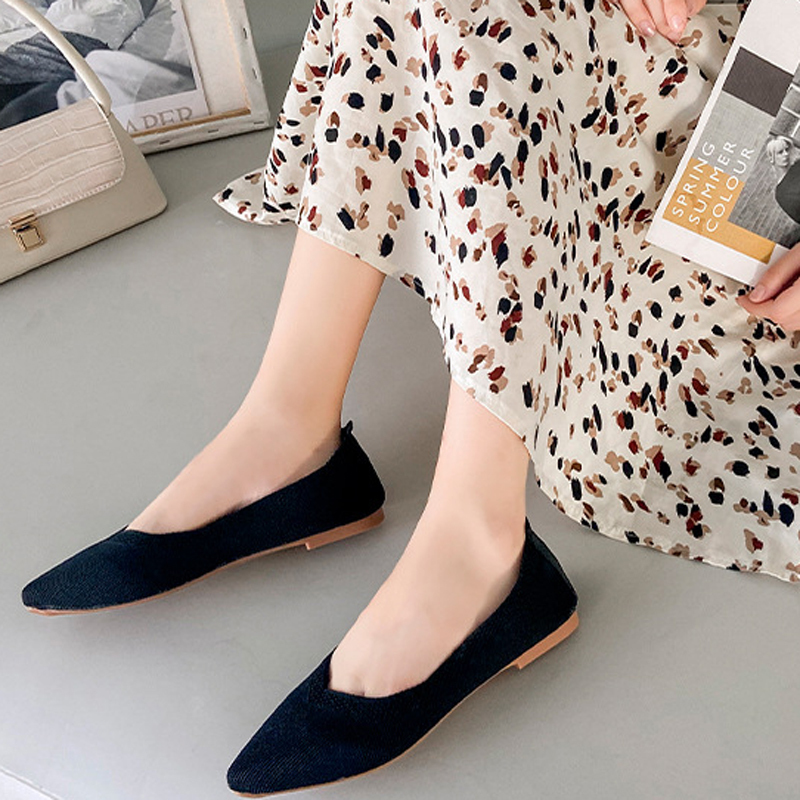 Ladies Pointed Toe Soft Shallow Loafers Women Fashion Ballet Flats Breathable Female Slip On Flat Work Shoes 220507