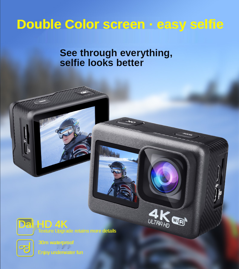 Action Camera real 4K/60fps Touch Dual Screen WiFi Camera Sports DV Video Cameras