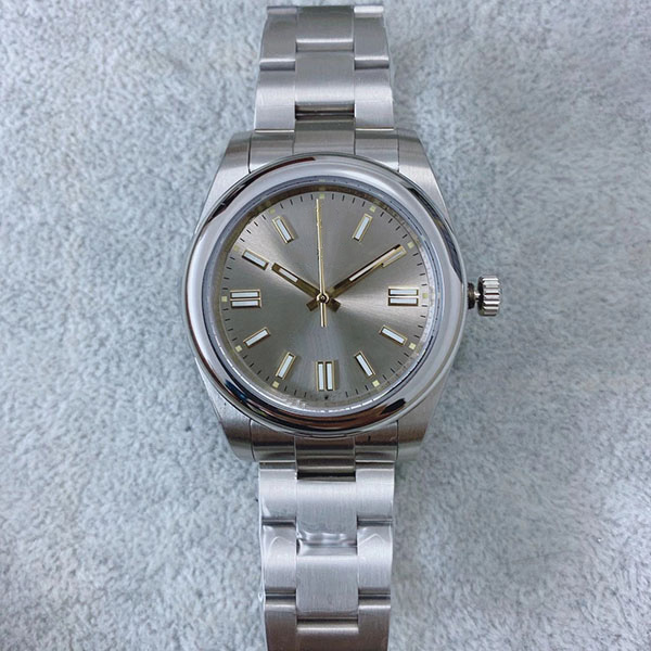 ST9 Steel Smooth Bezel 39MM dark rhodium Dial Watch Automatic Mechanical Mens Watches Luminous Hands and Markers Watch Men Wristwatches