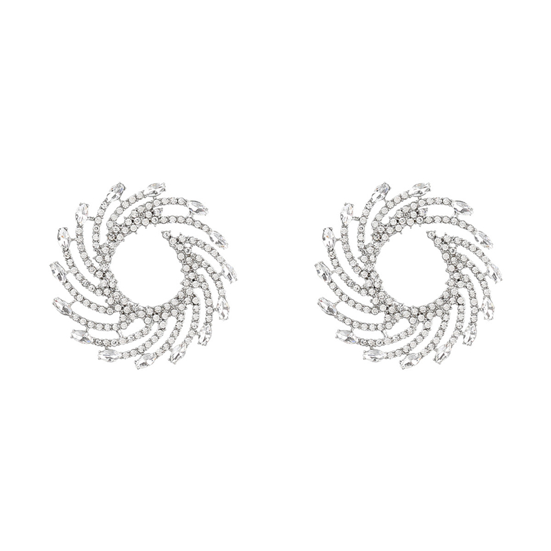 Geometric Studs Drop Earrings Gold Silver Casual Street Party Round Dangles Fashion Metal Crystal Rhinestone Earring Women Statement Charms Jewelry fo