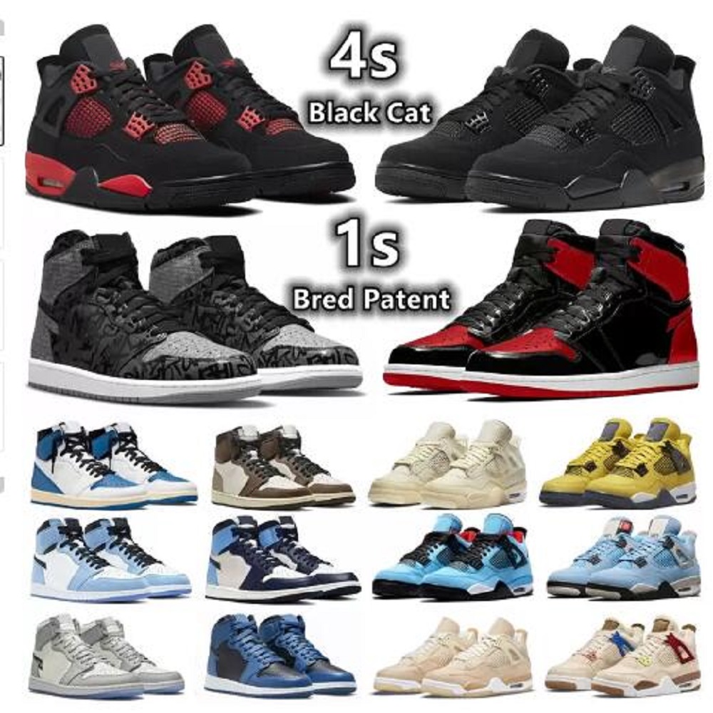 

Jumpman 4 Black Cat Men women basketball shoes shoe 1s Rebellionaire Dark Mocha Heritage UNC 4s Infrared Red Thunder White Oreo Sail mens trainers Sports Sneakers, # 9