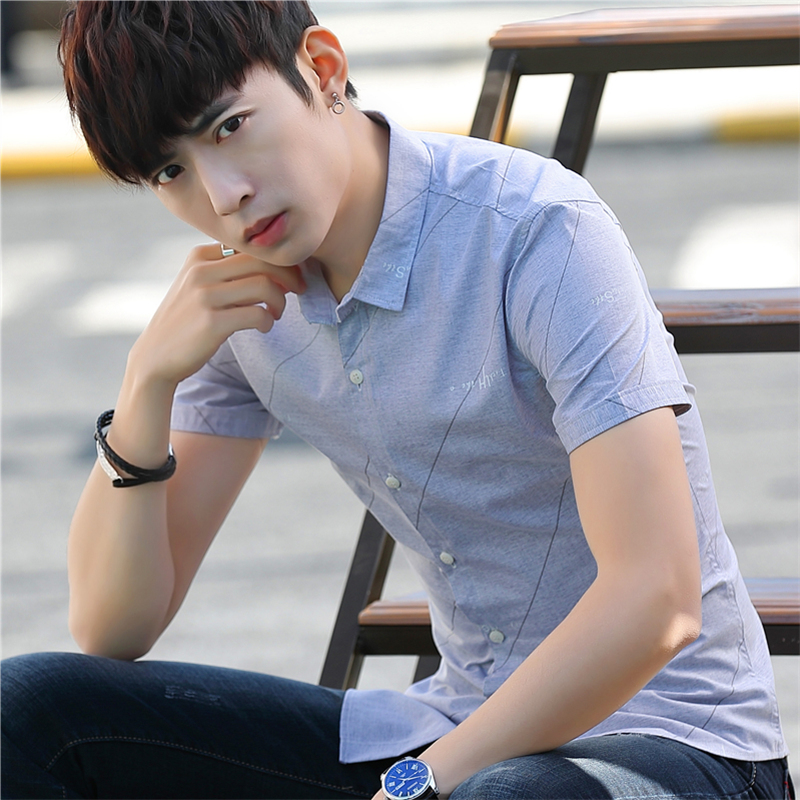 summer short-sleeved shirts men joker young men's leisure shirt 220322