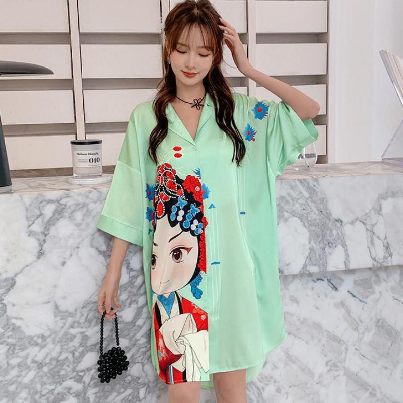 Women's Sleepwear Gown Sleepshirt Summer Women Nightgown Loose Night Dress Satin Chinese Nightdress Casual Button-Down Robe Home WearWomen's, Green
Women's Sleepwear Gown Sleepshirt Summer Women Nightgown Loose Night Dress Satin Chinese Nightdress Casual Button-Down Robe Home WearWomen's, Green