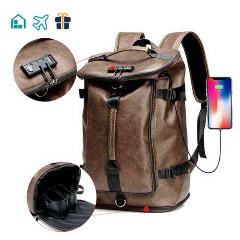 Pu Leather Men's Usb Backpack Climbing Rucksack Large Capacity Anti-theft Shoulder Handbag Travel Bag Sport 220614, Black
Pu Leather Men's Usb Backpack Climbing Rucksack Large Capacity Anti-theft Shoulder Handbag Travel Bag Sport 220614, Black