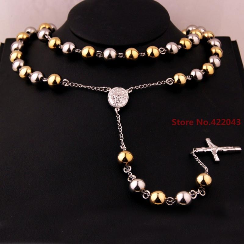Chains Arrival Fashion Men Womens 34" 316L Stainless Steel 10mm Rosary Beads Silver Gold Color Charming Cross Chain Link NecklaceChains
Chains Arrival Fashion Men Womens 34" 316L Stainless Steel 10mm Rosary Beads Silver Gold Color Charming Cross Chain Link NecklaceChains