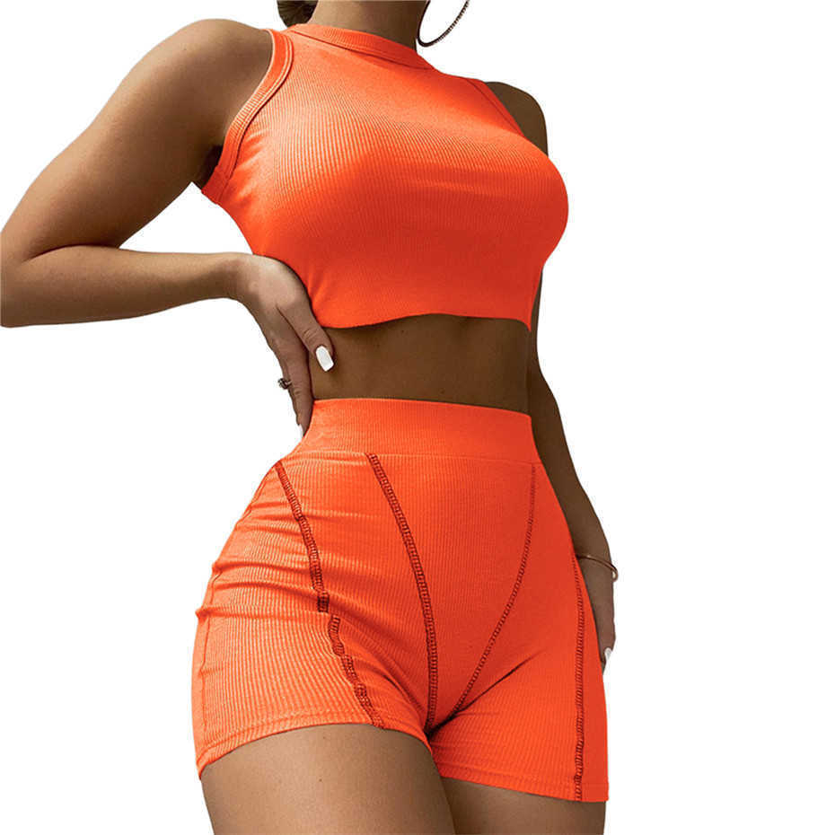 Summer 2023 Casual Shorts Suits Women Tracksuits 2 Piece Set Outfits Crop Top Sleeveless Sportsuit Fashion Clothing