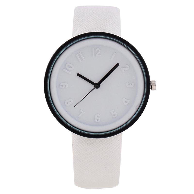 Wristwatches Fashion Round Quartz Simple Digital Dial Casual Wrist Watches Fabric Strap Fashionable Clock Waterproof Wristwatch For Women, White