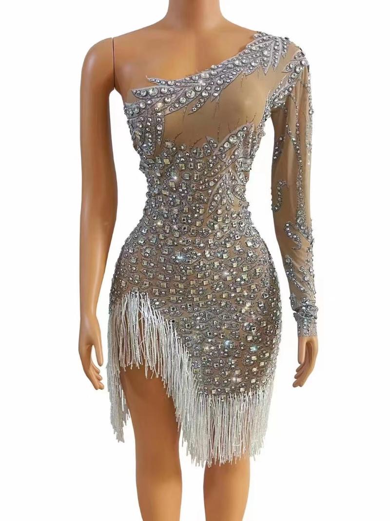 Stage Wear Slash Neck Irregular Skirt Tassel Bodycon Talent Show Costume Rhinestone Transparent Short Dress Bar Birthday PartyStage, Clear
Stage Wear Slash Neck Irregular Skirt Tassel Bodycon Talent Show Costume Rhinestone Transparent Short Dress Bar Birthday PartyStage, Clear