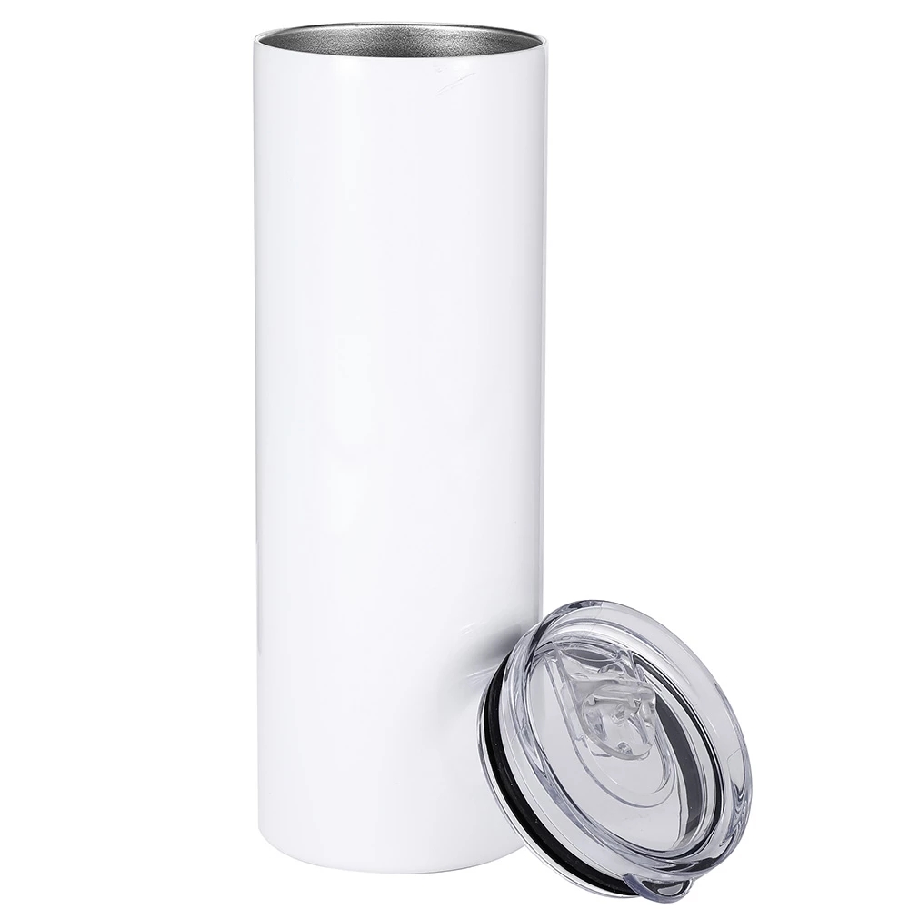 USA Warehouse Double Walled Insulated 20oz Straight White Blank Sublimation Tumblers Thermos Water Bottles Mugs With Plastic Straw Sep04