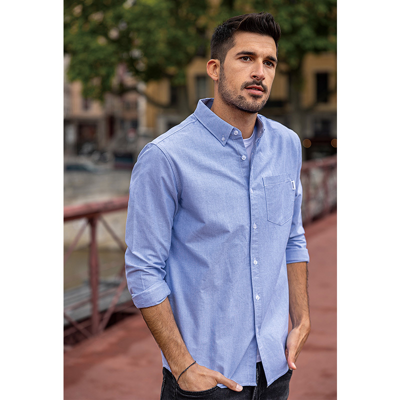 KUEGOU 100% Cotton Autumn Man's Shirts Oxford Fashion Business Casual Quality Shirt Men Long Sleeve Top Clothing Plus Size 20524 220322