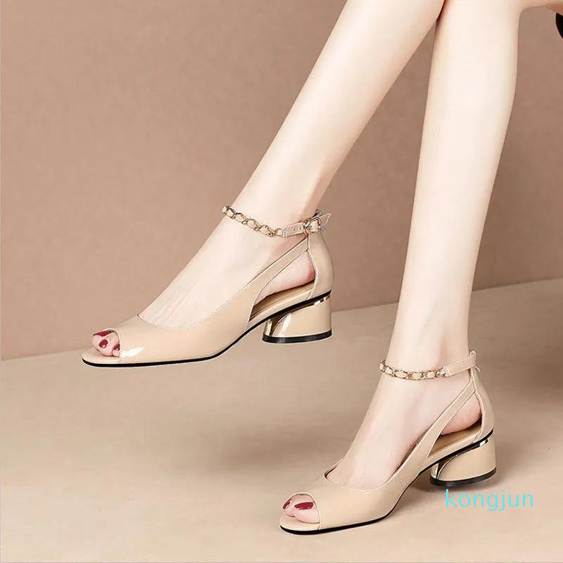 Sandals Soft Skin Fish Mouth Women's Summer Buckle Strap Hollow Out Shoes Female Fashion Thick Heel Ladies With HeelSandals, Beige white
Sandals Soft Skin Fish Mouth Women's Summer Buckle Strap Hollow Out Shoes Female Fashion Thick Heel Ladies With HeelSandals, Beige white