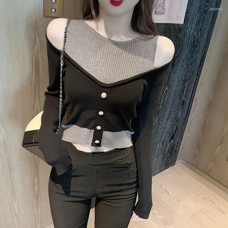 Women's Sweaters Fake Two Patchwork Knitted Sweater Women Autumn Slim Sexy Off Shoulder Cropped Pullover 2022 Winter Woman JumperWomen's Jem, Black
Women's Sweaters Fake Two Patchwork Knitted Sweater Women Autumn Slim Sexy Off Shoulder Cropped Pullover 2022 Winter Woman JumperWomen's Jem, Black