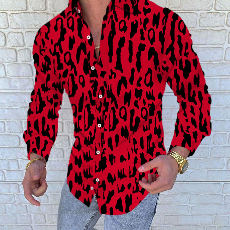Summer Loose Sleeve Oversize Shirt Men Leopard Tiger Print Lapel Neck Button Up Blouse Streetwear Sexy Shirts 220322